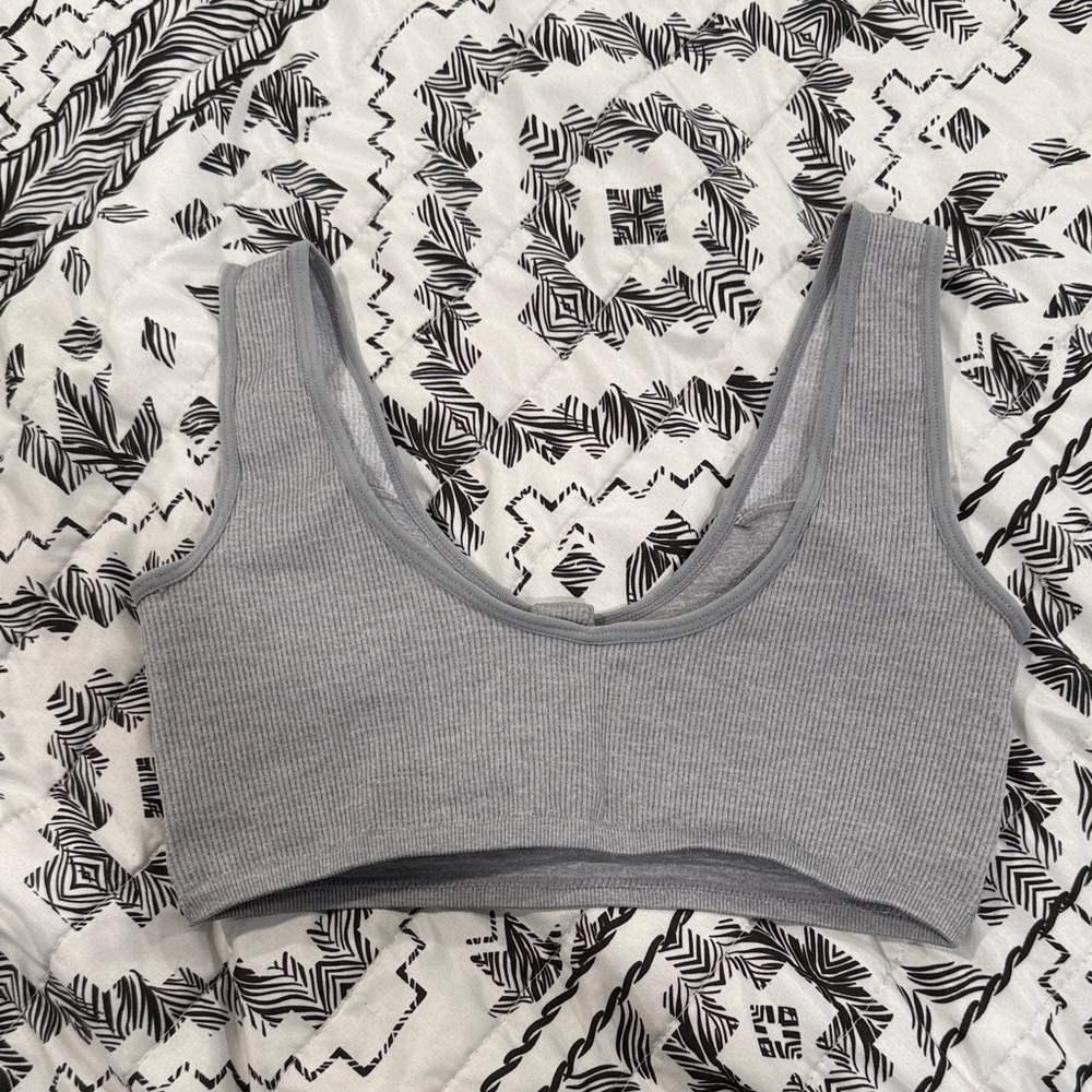 Gray Ribbed Bra Top - Picture 2 of 3